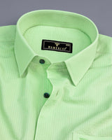 Pista Green Self Stripe Seersucker Cotton Shirt