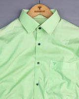 Pista Green Self Stripe Seersucker Cotton Shirt