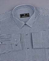 Oastin NavyBlue With White Small Check Cotton Shirt