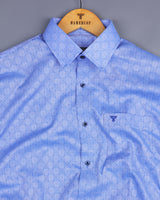 Pastel SkyBlue Jacquard Pattern Dobby Cotton Shirt