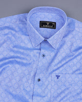 Pastel SkyBlue Jacquard Pattern Dobby Cotton Shirt