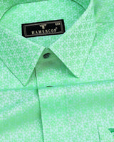 Cacino Green Dobby Textured Jacquard Cotton Shirt