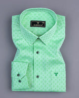 Cacino Green Dobby Textured Jacquard Cotton Shirt