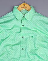 Cacino Green Dobby Textured Jacquard Cotton Shirt