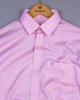 Edison Pink Jacquard Square Pattern Dobby Cotton Shirt