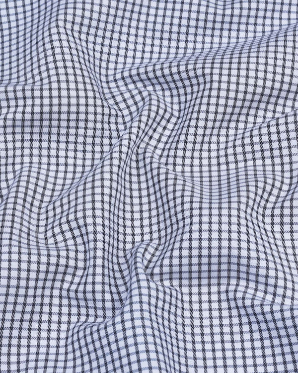 White With Blue And Black Check Formal Cotton Shirt