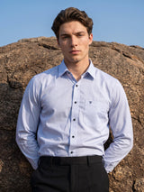 Opsin Gray Houndstooth Check Amsler Cotton Shirt