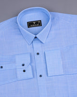 Opsin Blue Houndstooth Check Amsler Cotton Shirt