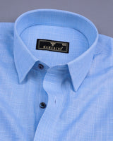 Opsin Blue Houndstooth Check Amsler Cotton Shirt