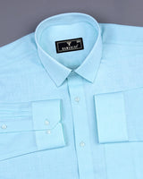 Sky Cyan Blue Jacquard Texture Premium Cotton Shirt