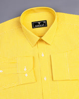 Lemon Yellow Yarn Dyed Small Check Cotton Shirt