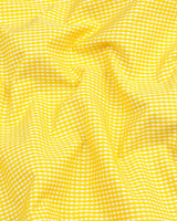 Lemon Yellow Yarn Dyed Small Check Cotton Shirt
