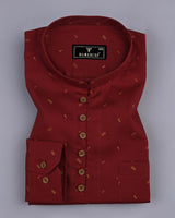 Crimson Red With Arrow Printed Cotton Shirt Style Kurta