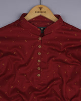 Crimson Red With Arrow Printed Cotton Shirt Style Kurta