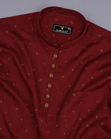 Crimson Red With Arrow Printed Cotton Shirt Style Kurta