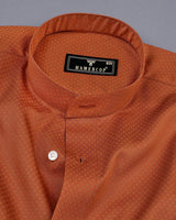 Carrot Orange Dot Printed Premium Cotton Shirt