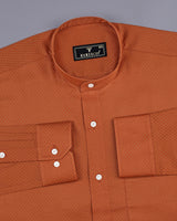 Carrot Orange Dot Printed Premium Cotton Shirt