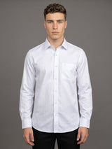Crane White Self Check Dobby Cotton Solid Shirt