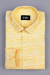 Light and Dark Mango yellow with white Line stipe shirt