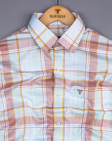 Turin Peach With Yellow Twill Check Cotton Shirt