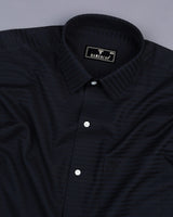 Black Self Weft Stripe Dobby Cotton Formal Shirt