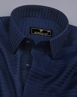 NavyBlue Self Weft Stripe Dobby Cotton Formal Shirt