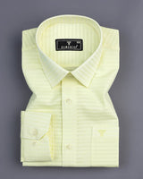 Light Yellow Self Weft Stripe Dobby Cotton Formal Shirt