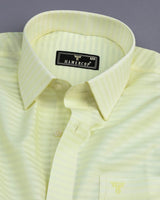 Light Yellow Self Weft Stripe Dobby Cotton Formal Shirt