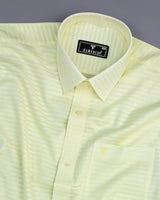 Light Yellow Self Weft Stripe Dobby Cotton Formal Shirt