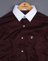 Brown With White Small Polka Dot Printed Designer Cotton Shirt