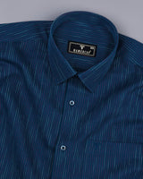 Fusion Blue With Red And White Pin Stripe Cotton Shirt