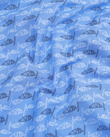 Blue With White And Black Geometric Printed Cotton Shirt