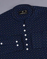 Vortex Blue Small Dot Poplin Printed Shirt Style Kurta