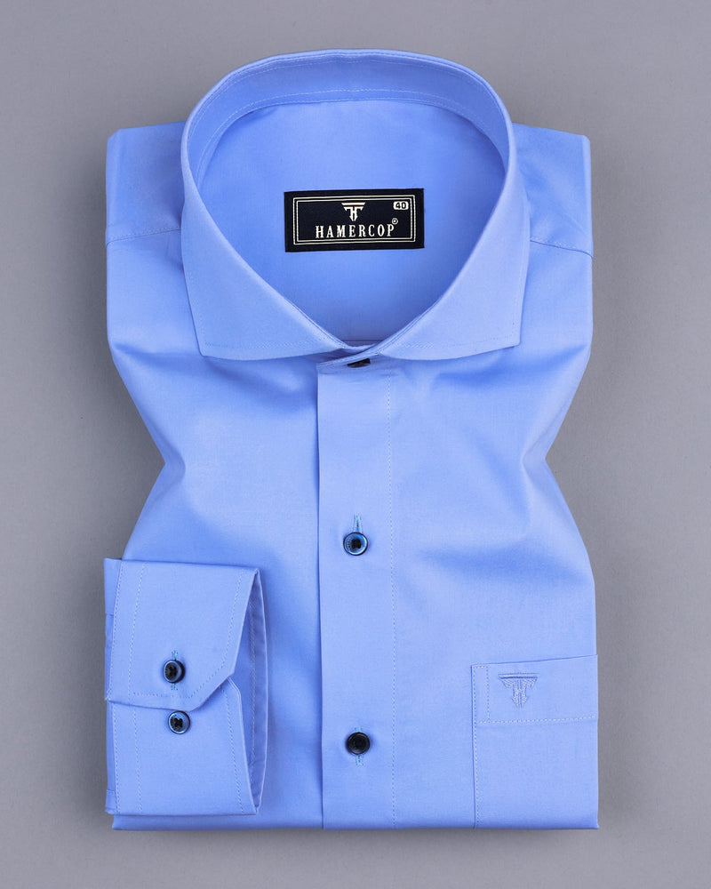 SkyBlue Soft Touch Poplin Premium Cotton Formal Shirt