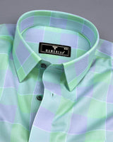 Menston Green With Blue Twill Check Cotton Shirt