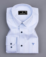 Lufira SkyBlue With Brown Pin Stripe White Premium Giza Shirt
