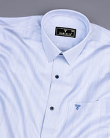 Lufira SkyBlue With Brown Pin Stripe White Premium Giza Shirt