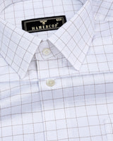 Golden Cream With Cornish White Premium Check Giza Shirt