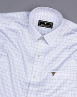 Golden Cream With Cornish White Premium Check Giza Shirt