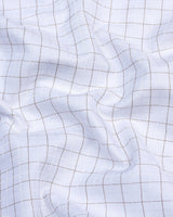 Golden Cream With Cornish White Premium Check Giza Shirt