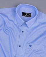 Pirate Blue With White Dotted Dobby Texture Cotton Shirt