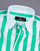 Capital Rama Green And White Broad Stripe Designer Cotton Shirt