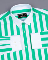 Capital Rama Green And White Broad Stripe Designer Cotton Shirt