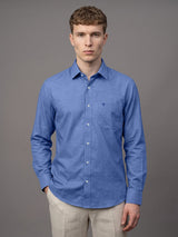 Everton Blue With White Dobby Texture Formal Cotton Shirt