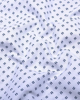 White With Blue Printed Cotton Shirt Style Kurta