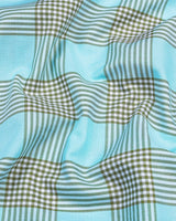 Jester AquaBlue With Brown Twill Check Cotton Shirt