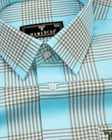 Jester AquaBlue With Brown Twill Check Cotton Shirt