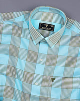 Jester AquaBlue With Brown Twill Check Cotton Shirt