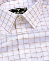 Odeta Cream With White Twill Check Premium Giza Shirt