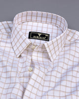 Odeta Cream With White Twill Check Premium Giza Shirt